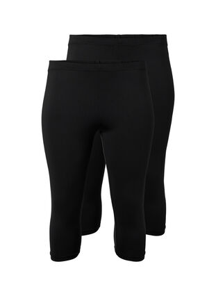 2-pack leggings with 3/4 length, Black / Black, Packshot image number 0