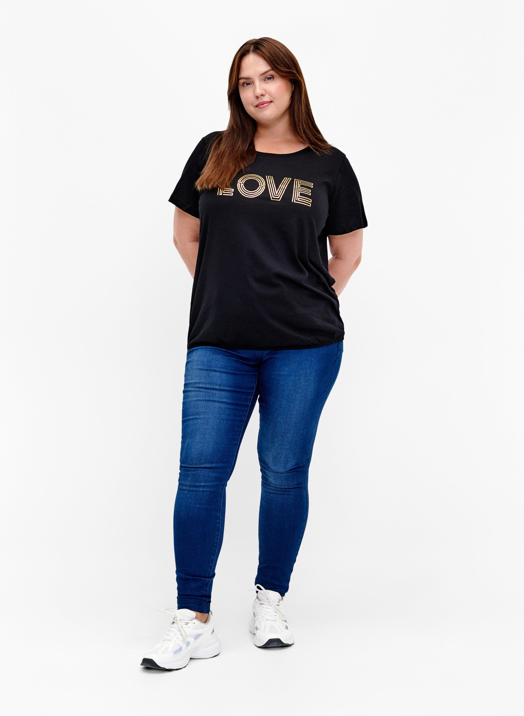 Zizzifashion Cotton t-shirt with foil print, Black W. Love, Model image number 2