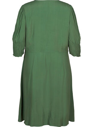 Viscose dress with 3/4 length sleeves, Dark Ivy, Packshot image number 1