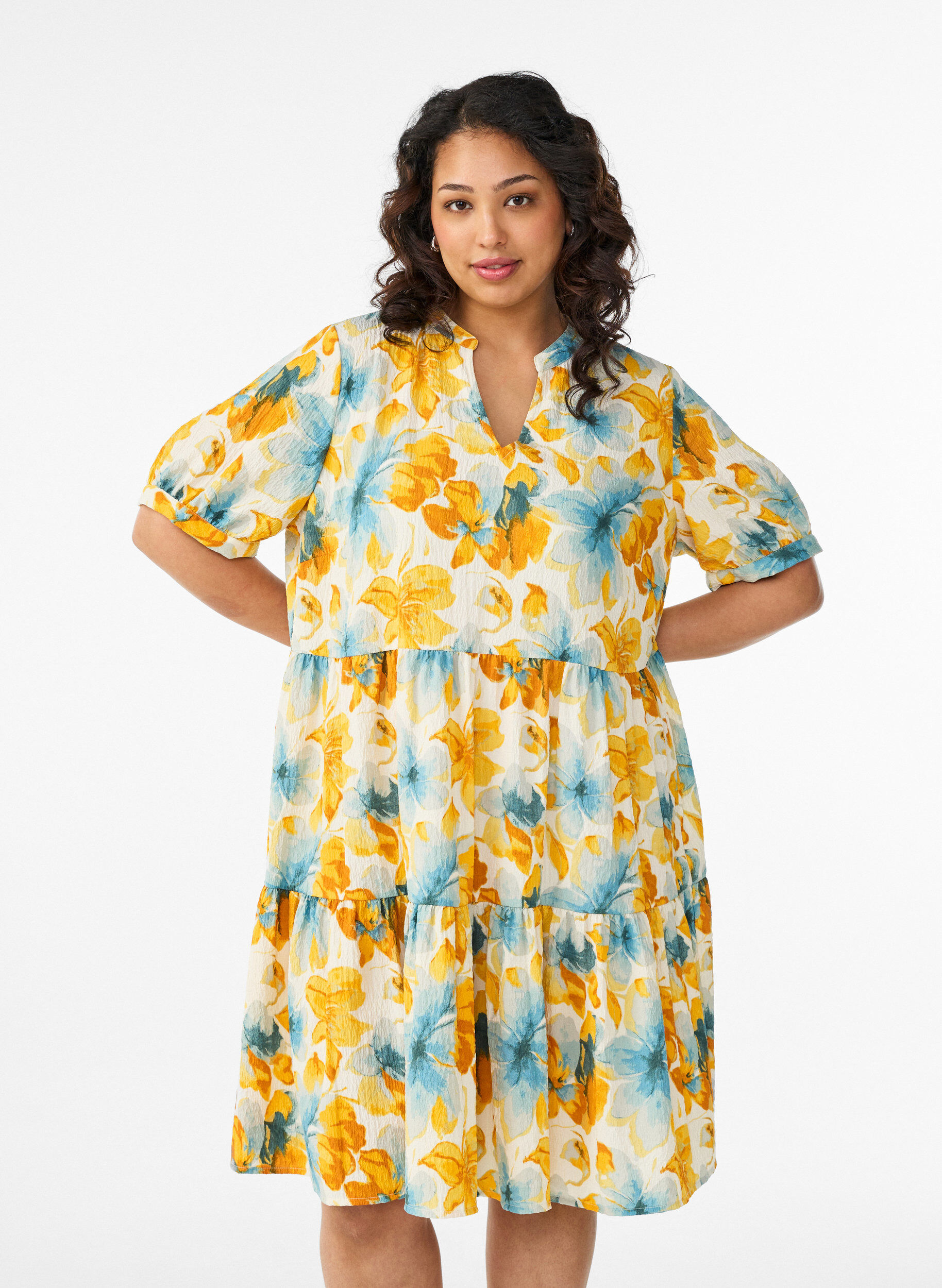 Zizzifashion Short A-line dress, Yellow, Model image number 0