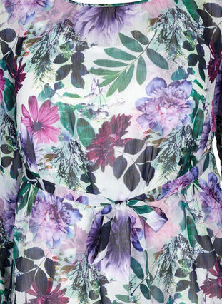 Floral midi dress with long sleeves, Purple Flower mix, Packshot image number 2
