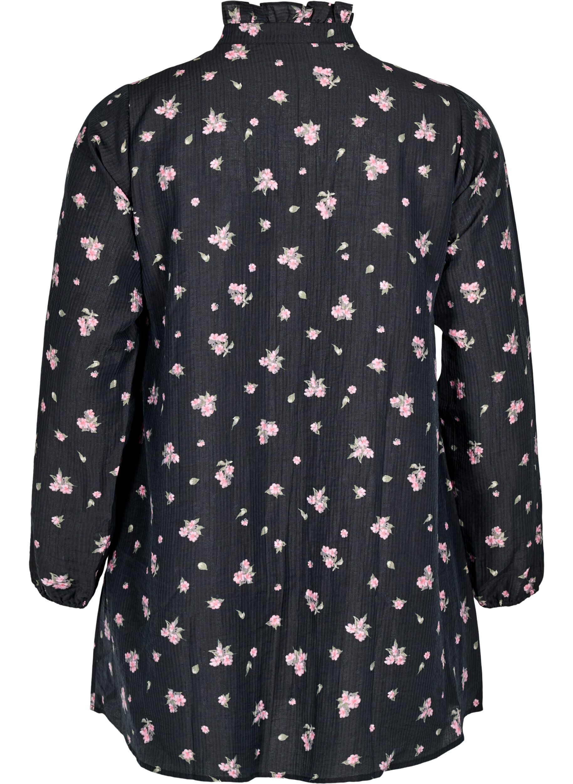 Zizzifashion Floral tunic in lyocell, Black, Packshot image number 1