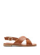 Leather sandal with criss-cross straps, Brown, Packshot image number 0