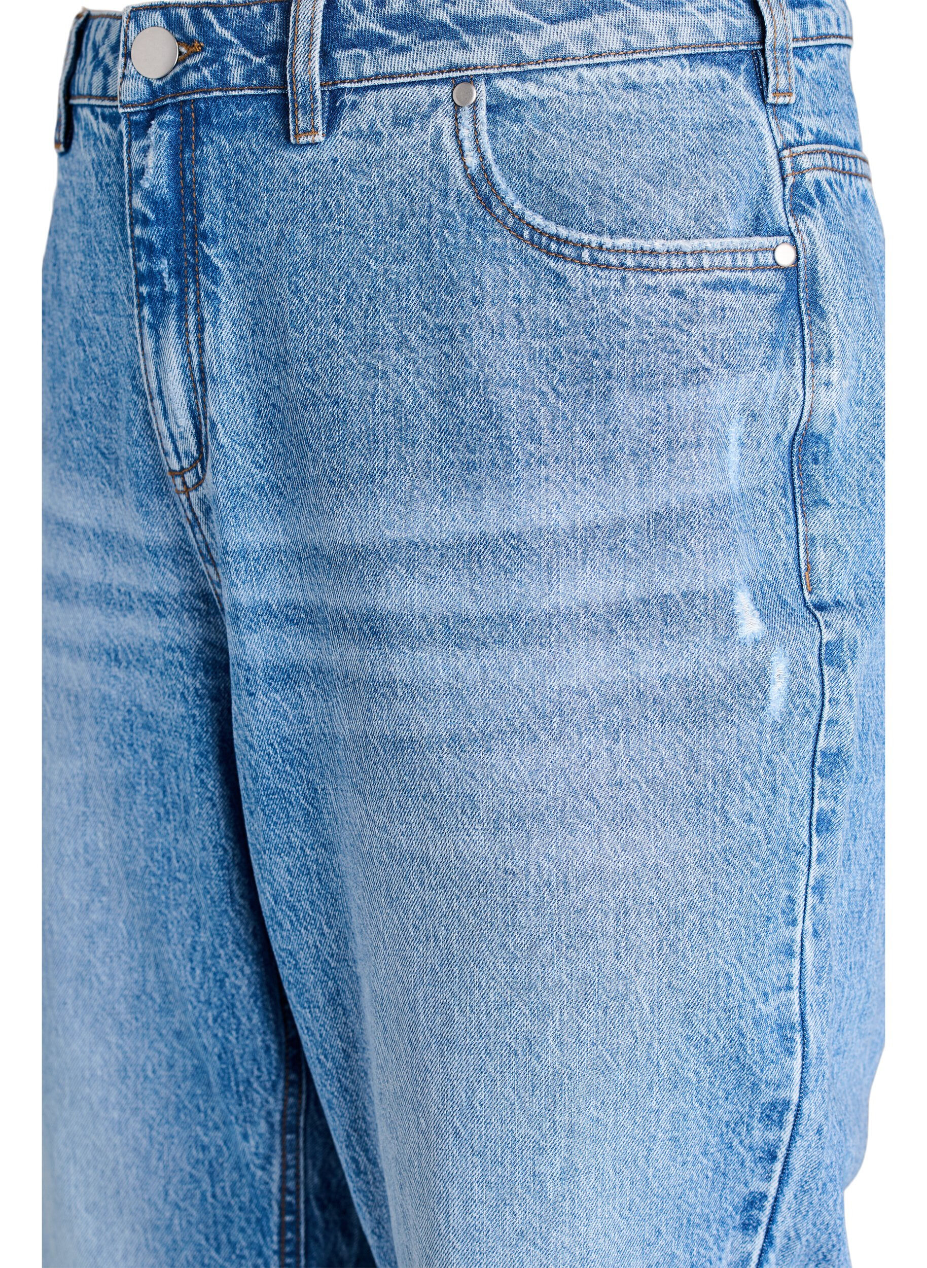 Zizzifashion Straight fit jeans with high waist, Light Blue, Packshot image number 2