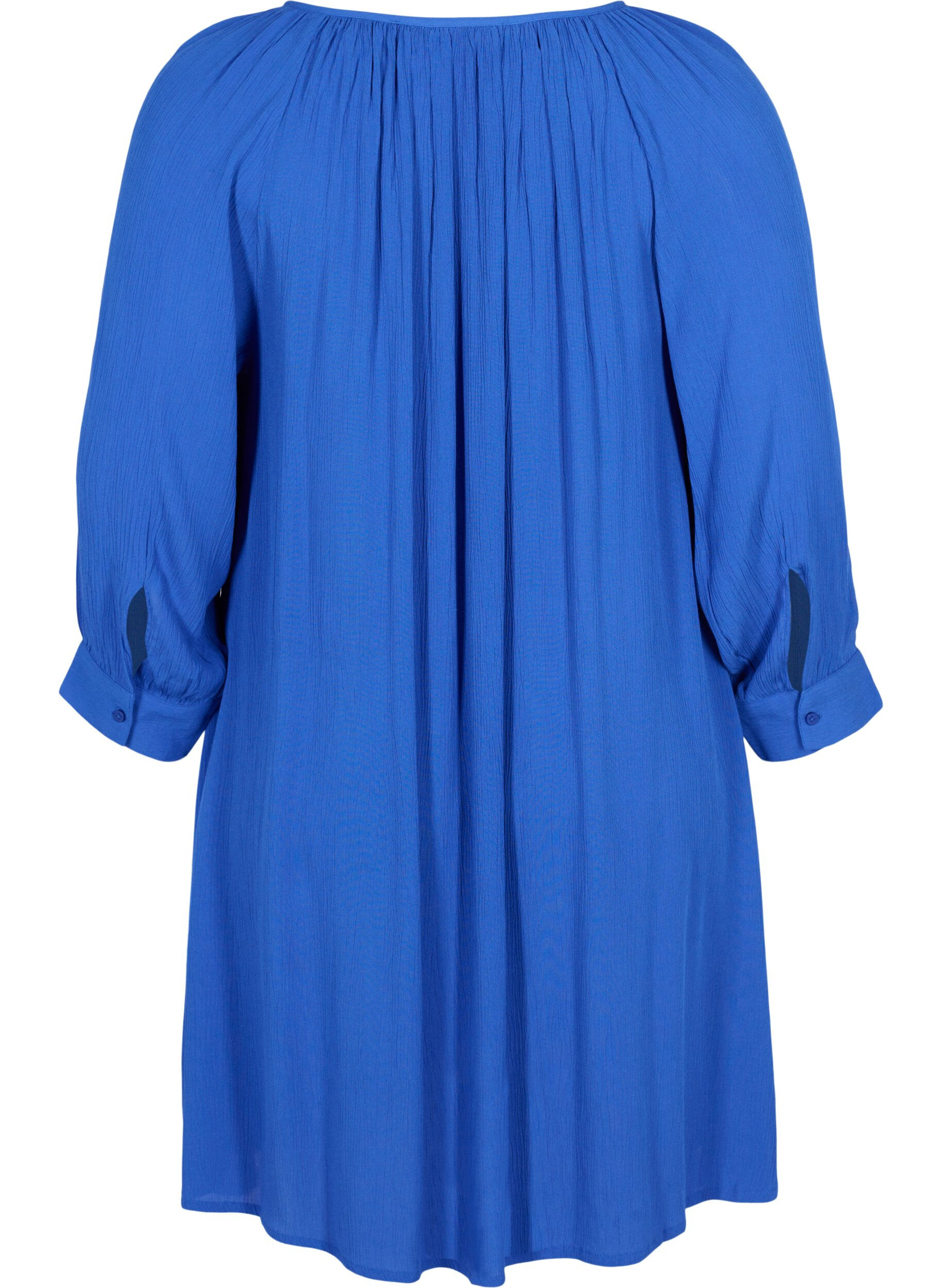 Zizzifashion Viscose tunic with 3/4 sleeves, Dazzling Blue, Packshot image number 1