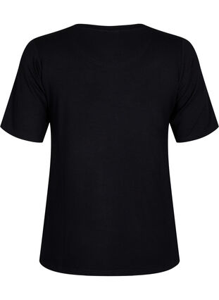 Ribbed viscose T-shirt, Black, Packshot image number 1