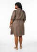 Knee-length shirt dress with tie belt, Brown, Model image number 2