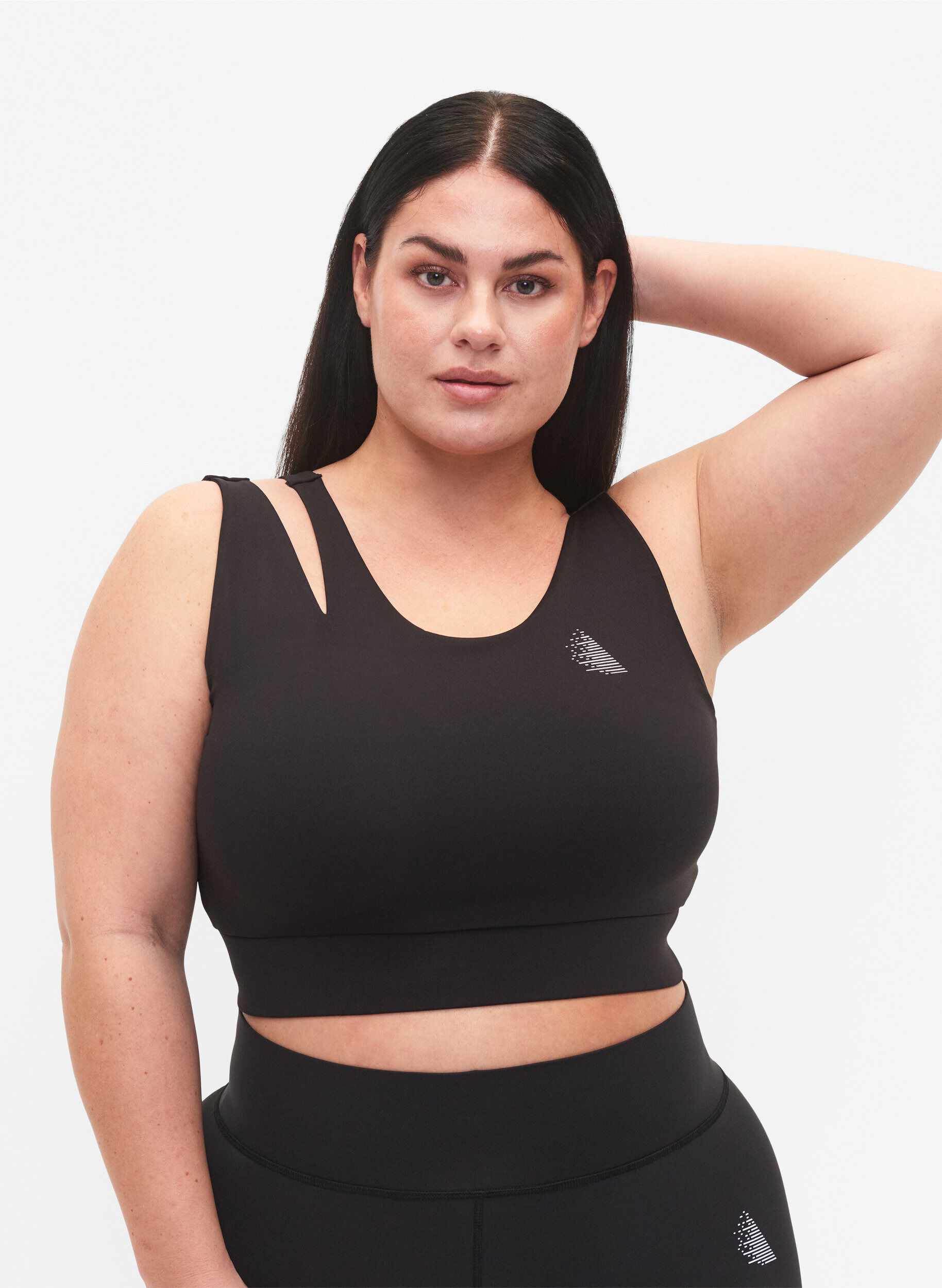 Zizzifashion Sports bra with cut out part, Black, Model image number 0