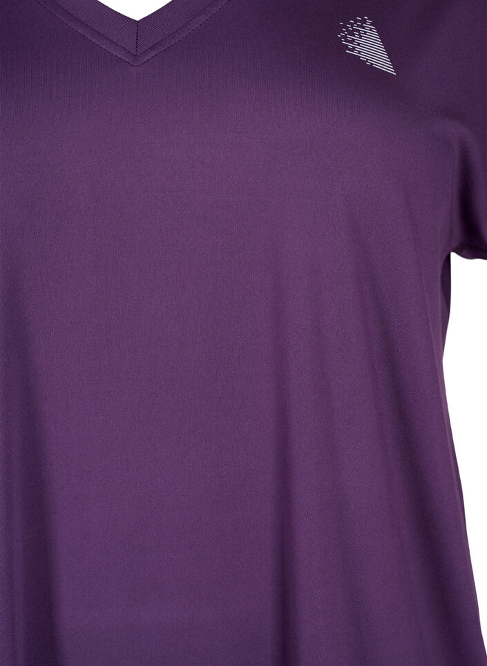 Loose training t-shirt with v-neck, Purple, Packshot image number 2