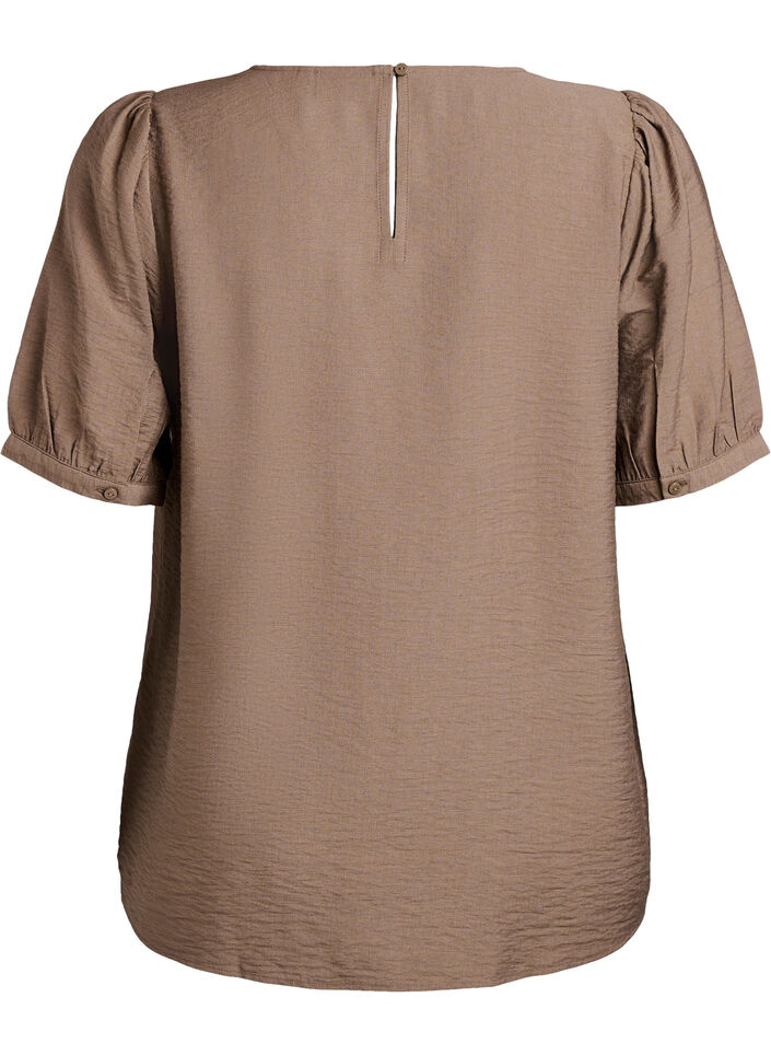 Viscose blouse with 1/2 sleeves, Brown, Packshot image number 1