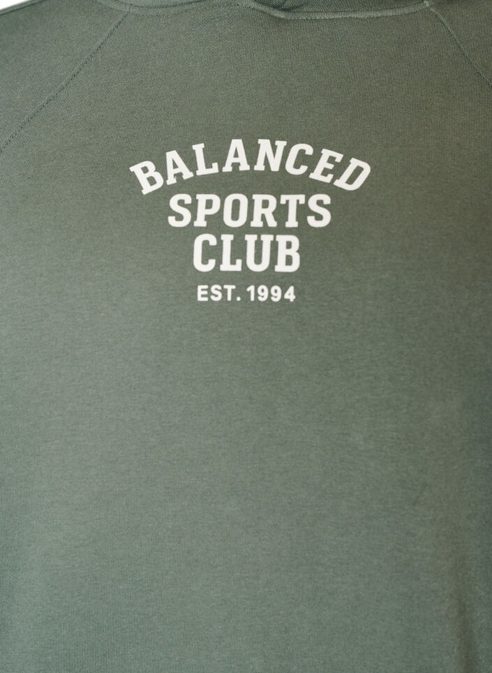 Hoodie with chest print, Green, Packshot image number 2