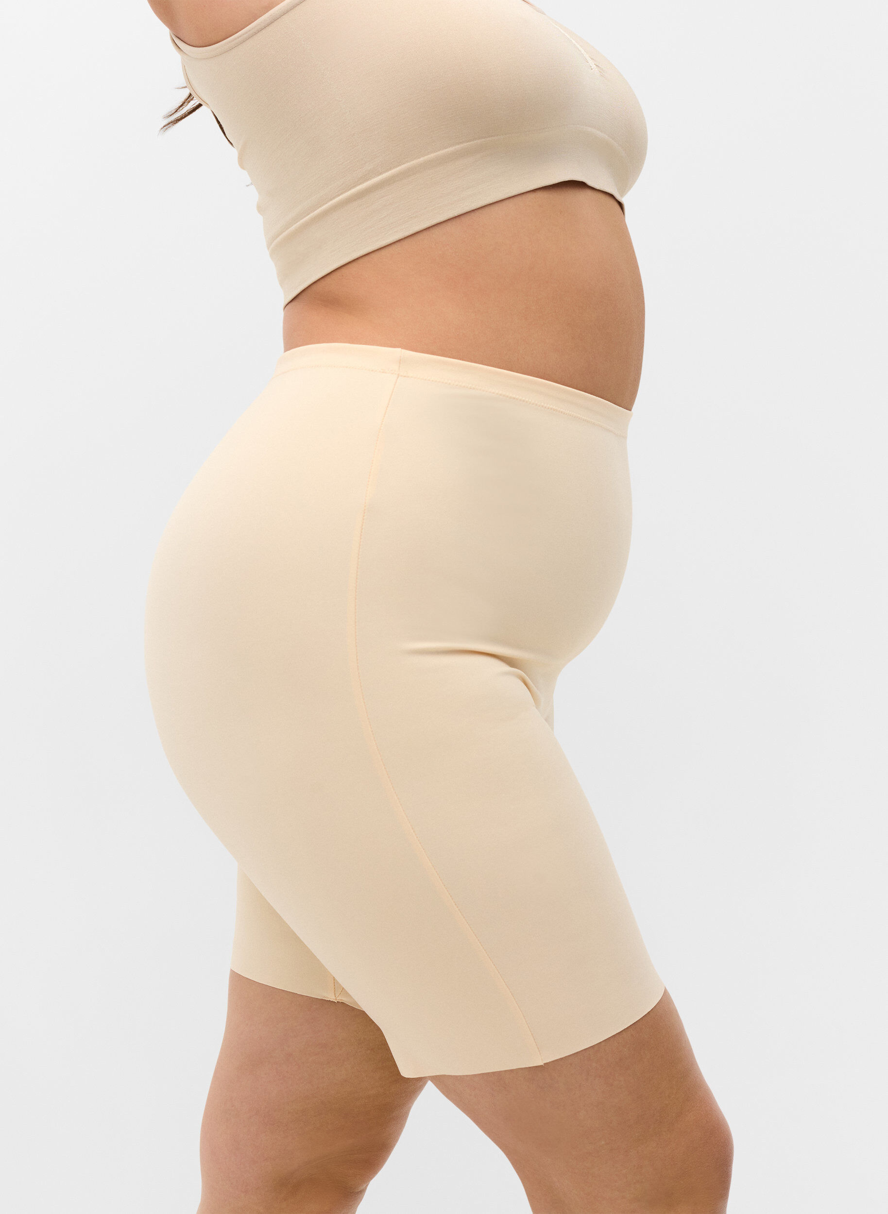 Zizzifashion Light shapewear shorts with high-rise waist, Beige, Model image number 2