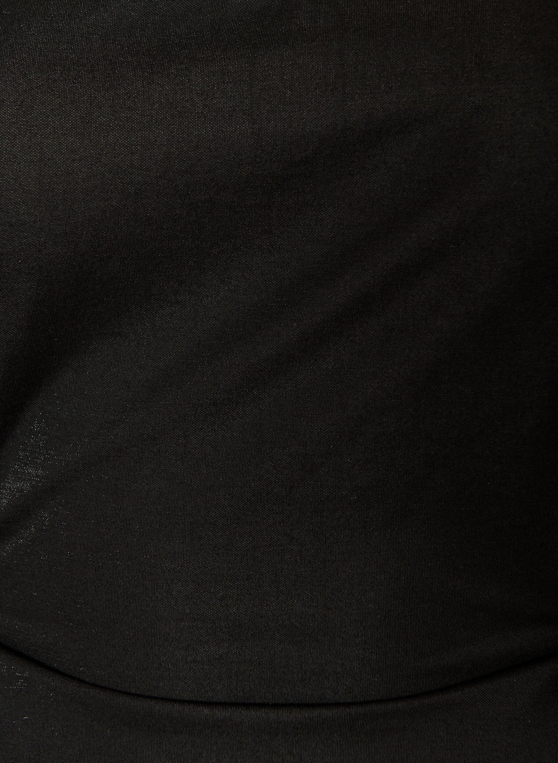 Zizzifashion Blouse in a cotton blend with a V-neck and tie-string, Black, Packshot image number 2