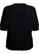 Knitted blouse with a striped openwork pattern and short sleeves, Black, Packshot image number 1