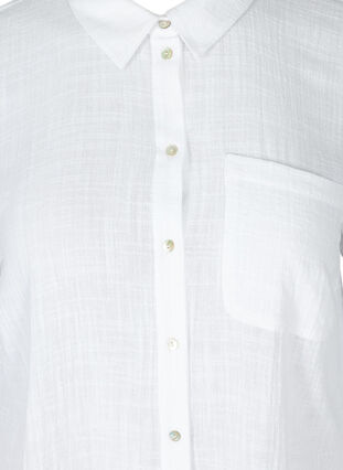 Long-sleeved shirt in textured cotton, White, Packshot image number 2