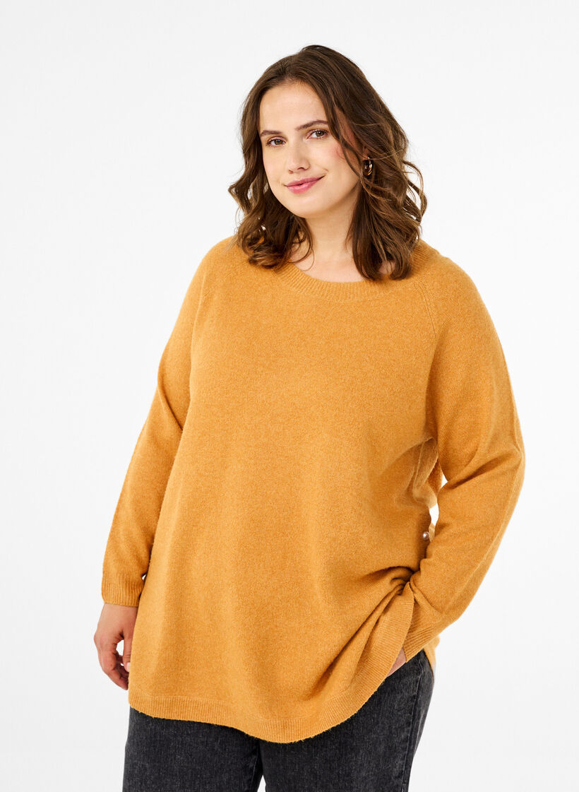 Knitted blouse with bead details, Yam White Mel., Model image number 0