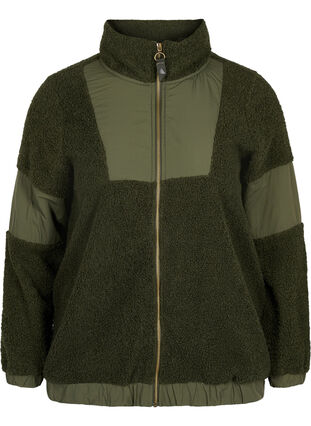 Teddy sports jacket with zip, Forest Night, Packshot image number 0