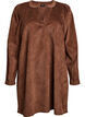 Short velvet dress with long sleeves, Brown, Packshot image number 0
