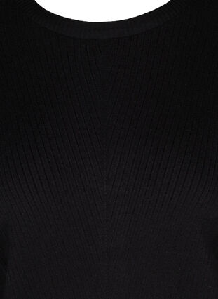 Knitted top with round neck and balloon sleeves , Black, Packshot image number 2