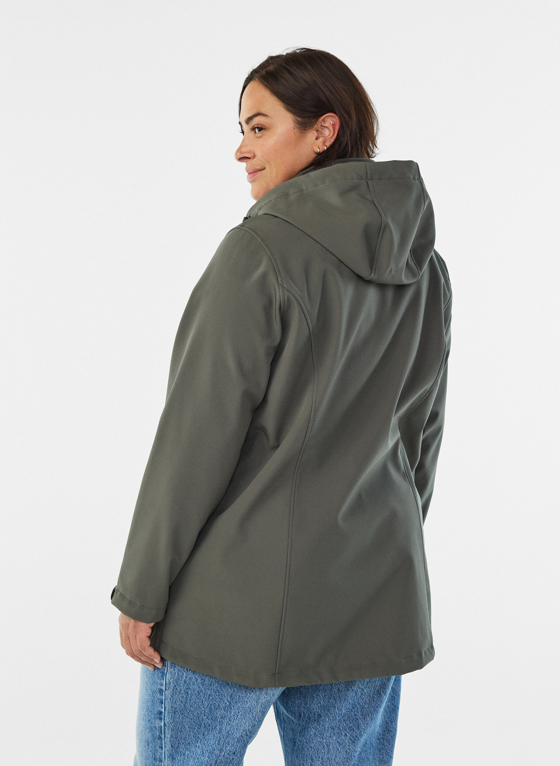 Zizzifashion Short softshell jacket with detachable hood, Dark Grey, Model image number 2