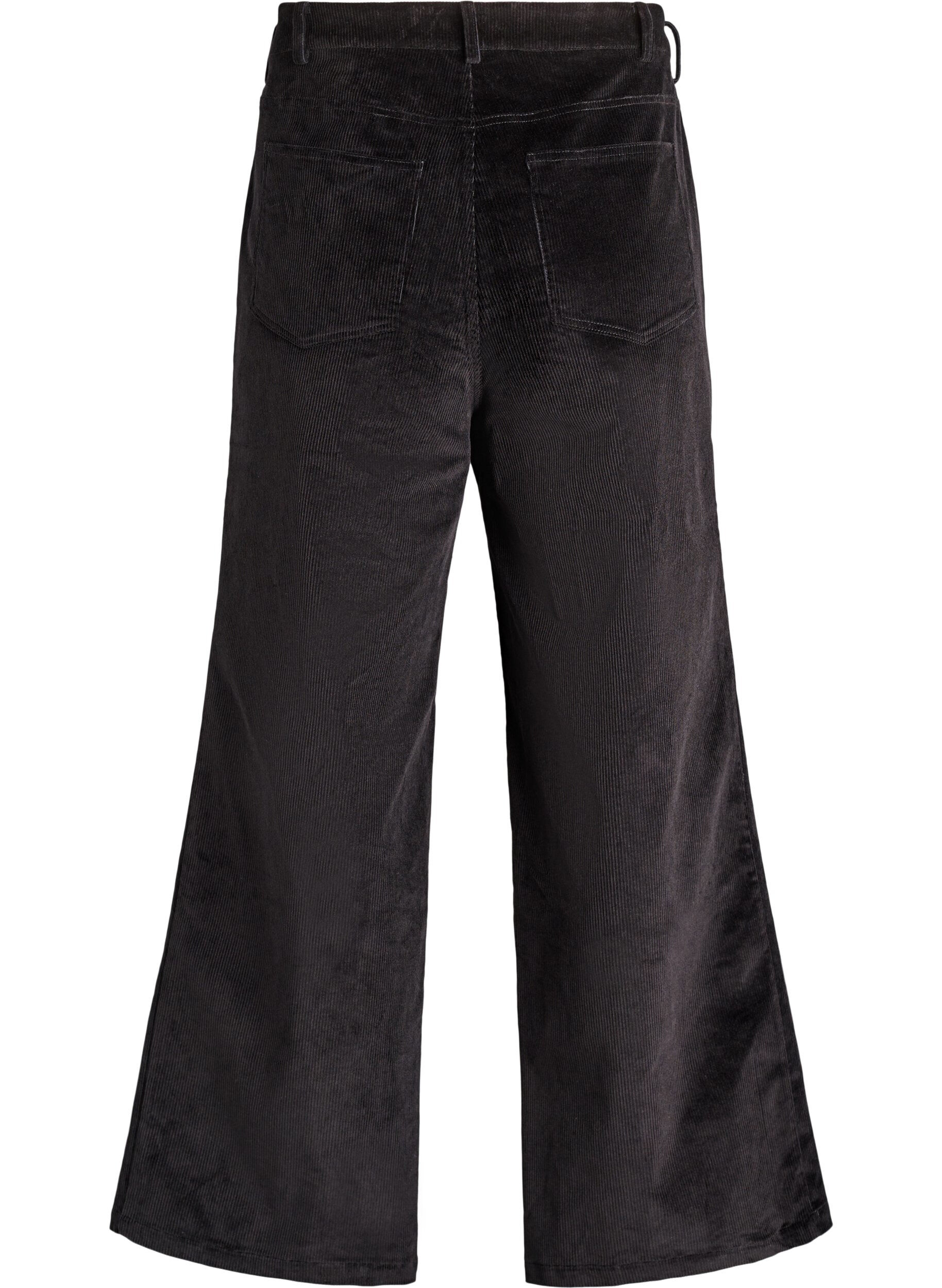 Zizzifashion High-waisted corduroy trousers with wide legs, Black, Packshot image number 1