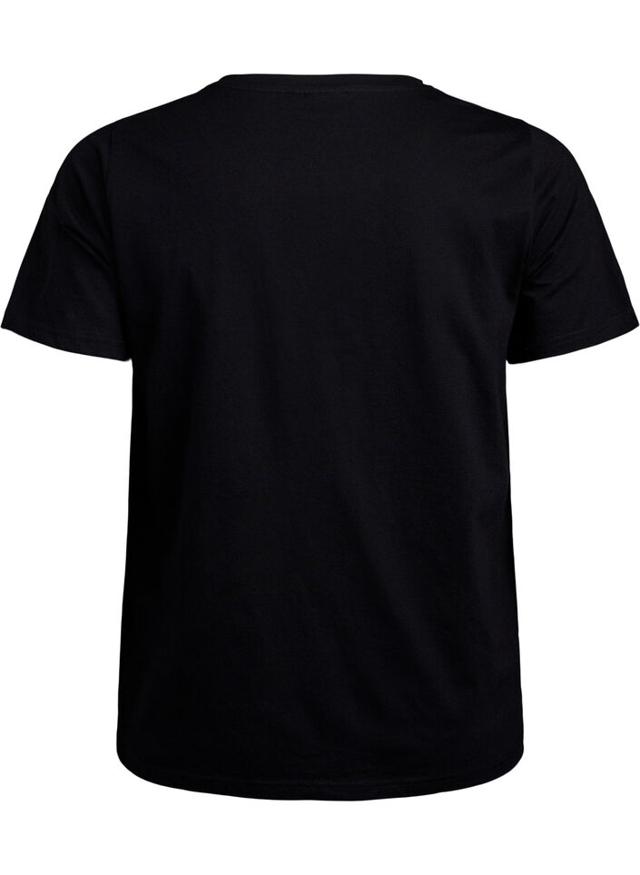 T-shirt in organic cotton with chest pocket, Black, Packshot image number 1