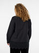Loose shirt with a wide lace trim, Black, Model image number 2