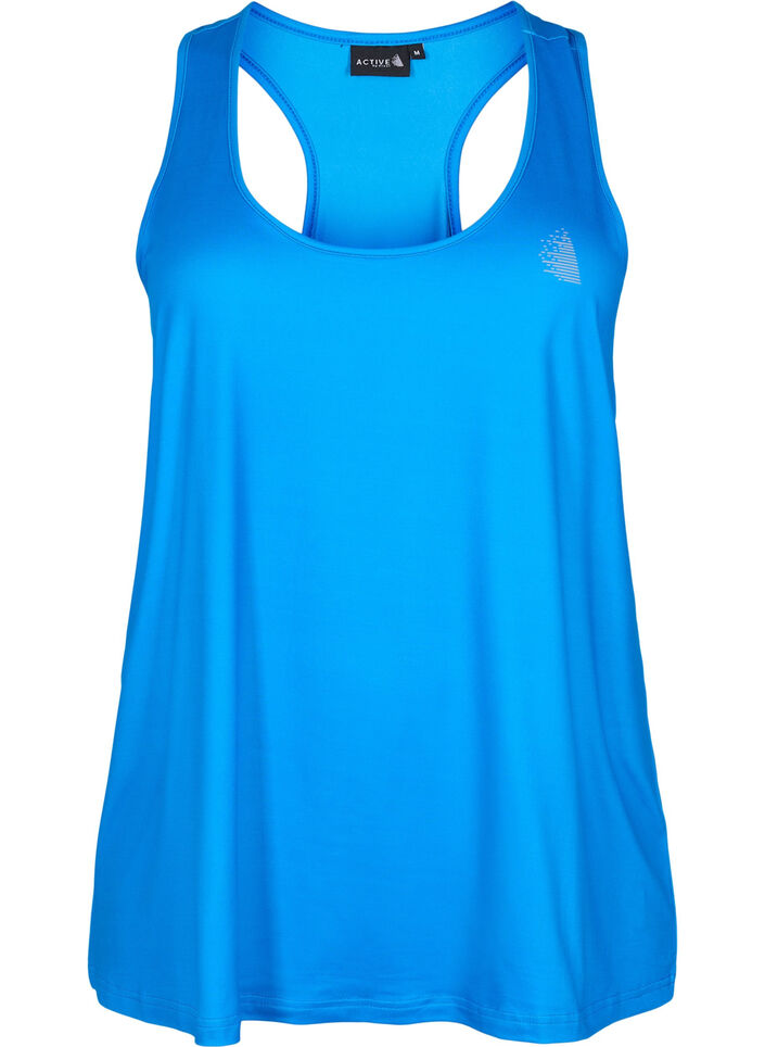 Workout top with racer back, Blue, Packshot image number 0