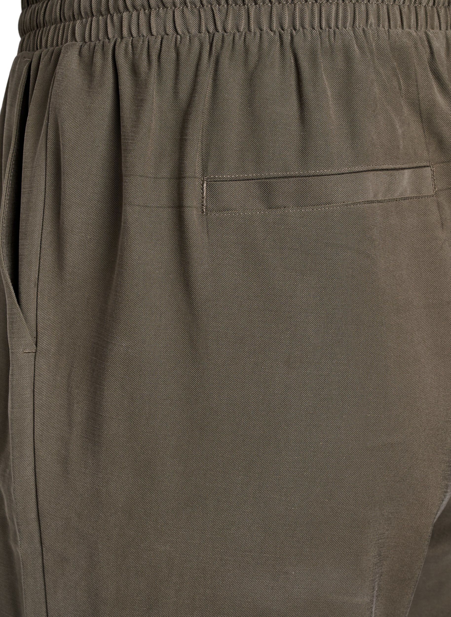Zizzifashion FLASH - Viscose trousers with elasticated waistband, Green, Packshot image number 3