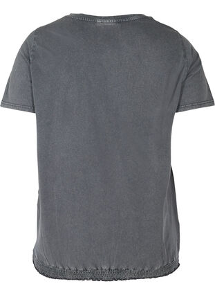 Cotton t-shirt with studs and smocking, Grey Wash, Packshot image number 1