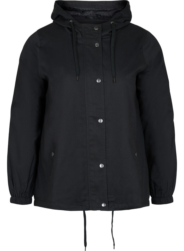 Parka jacket with hood and welt pockets, Black, Packshot image number 0