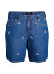 Denim shorts with embroidered flowers, Blue, Packshot image number 0