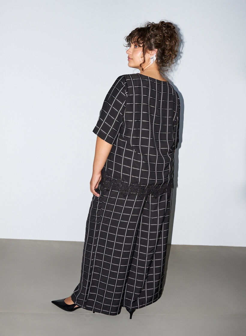 Checked wide-leg trousers, Black, Model image number 1
