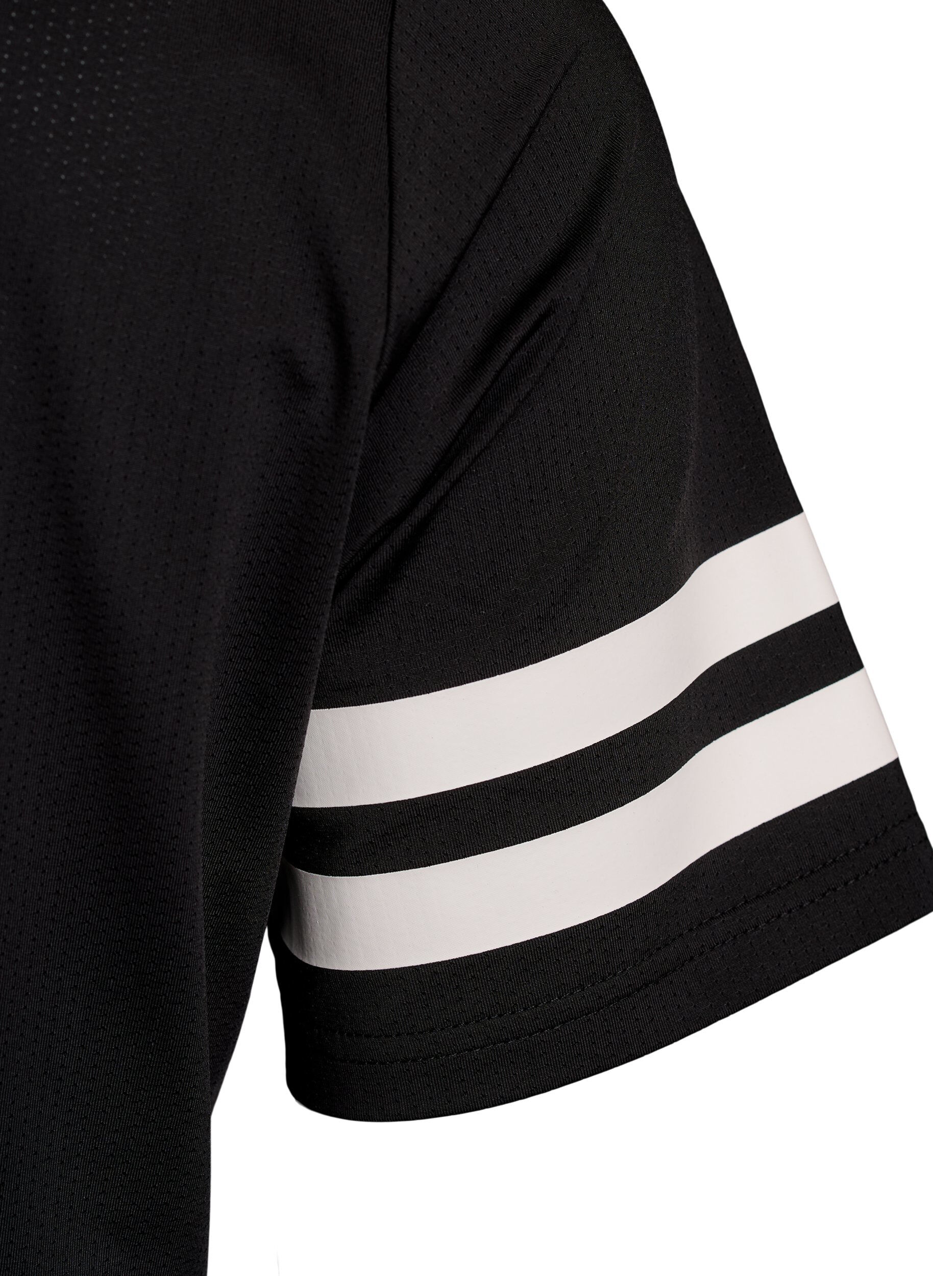 Zizzifashion Sporty polo shirt with stripe details, Black, Packshot image number 3
