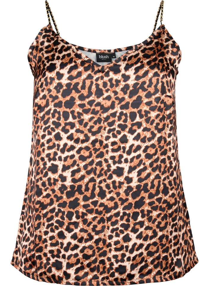 Leopard print top with chain strap, Leopard AOP, Packshot image number 0