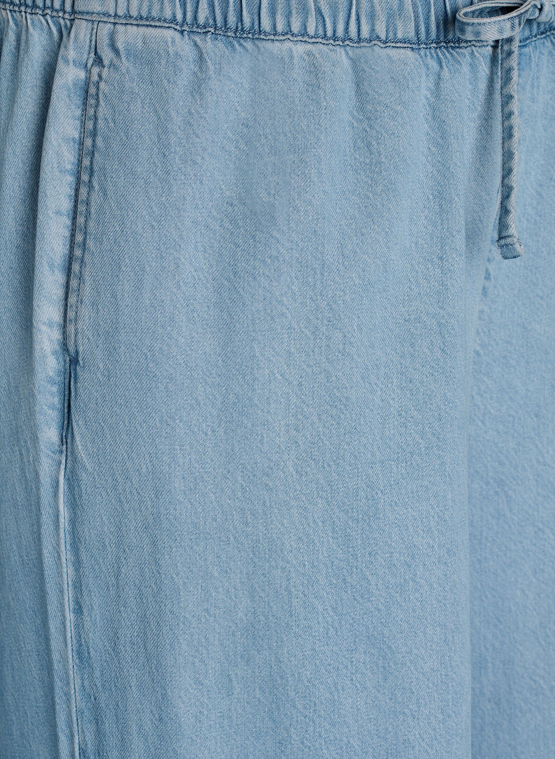 Zizzifashion Wide-leg denim joggers with a high waist, Light Blue, Packshot image number 2