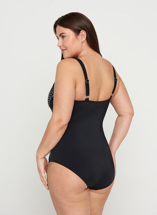 Swimsuit with rhinestones, Black, Model image number 1