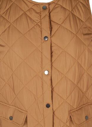Long quilted vest with button closure and pockets, Rubber, Packshot image number 2