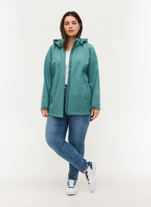 Softshell jacket with detachable hood, Sagebrush Green, Model image number 2