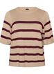 Striped knit top with short sleeves, Beige, Packshot image number 0