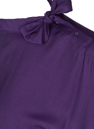 Short-sleeved blouse with a bow detail, Blackberry Cordial, Packshot image number 3