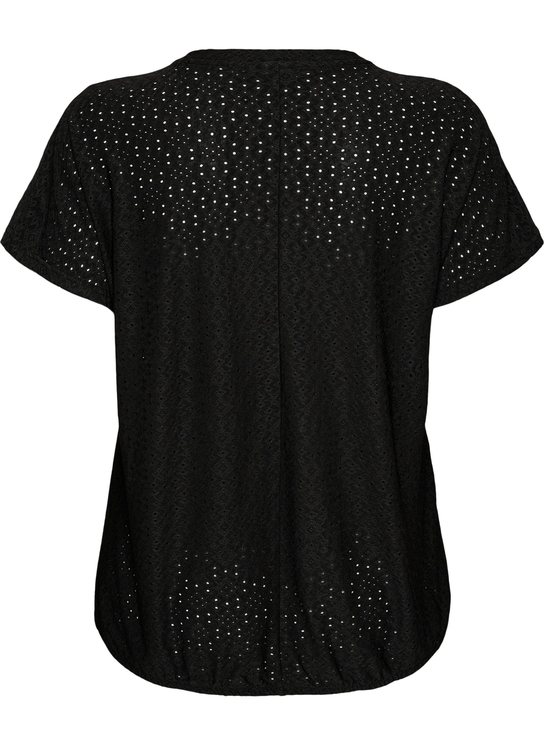 Zizzifashion Blouse with eyelet embroidery and balloon-effect, Black, Packshot image number 1