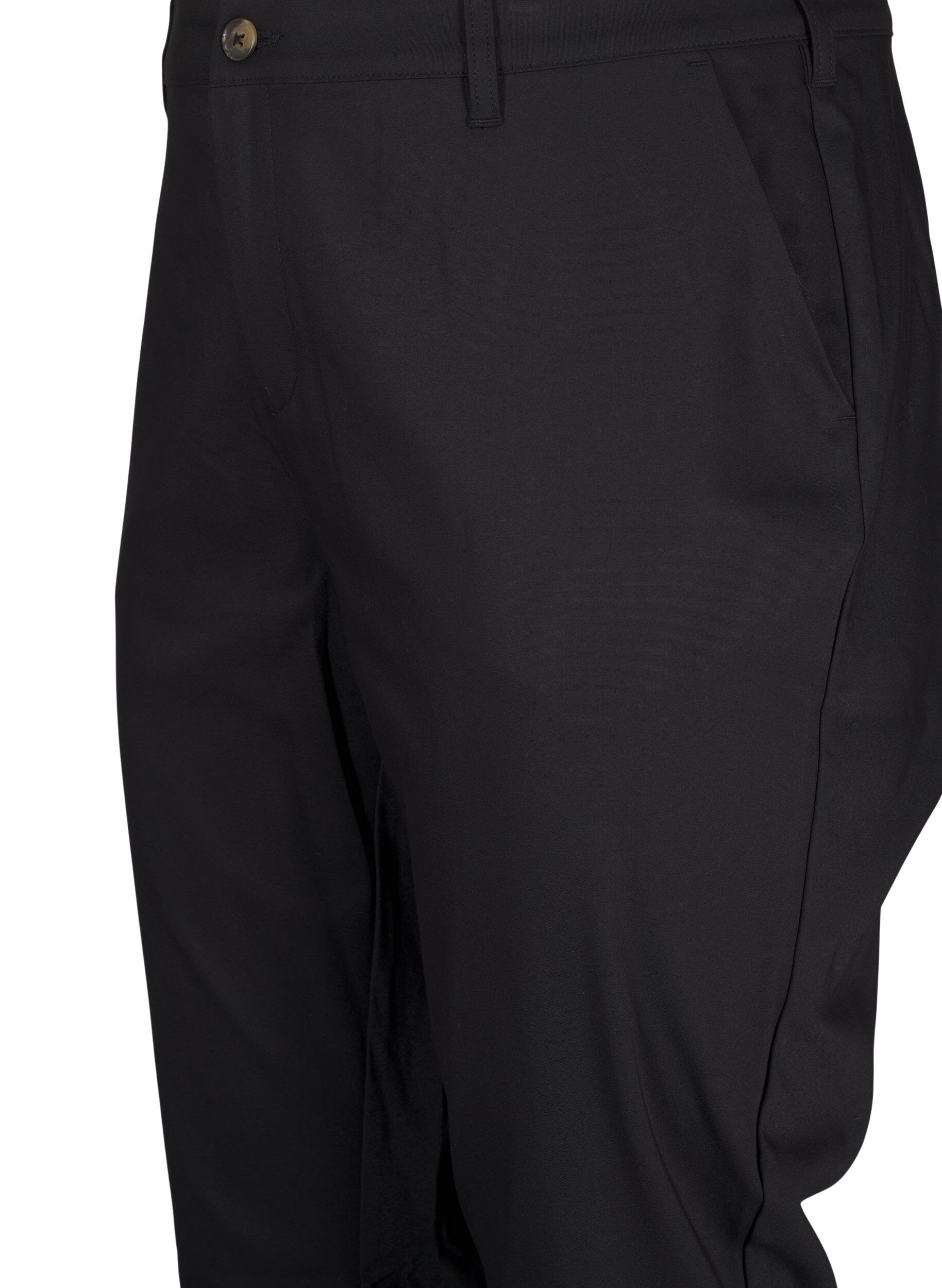 Zizzifashion High-waisted trousers with straight legs, Black, Packshot image number 2