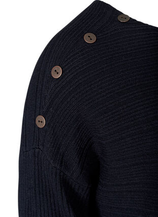 Long-sleeved knitted dress with button detailing, Black, Packshot image number 3