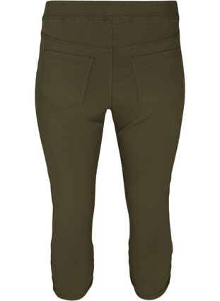 Plain-coloured capri jeans in viscose blend, Olive Night, Packshot image number 1
