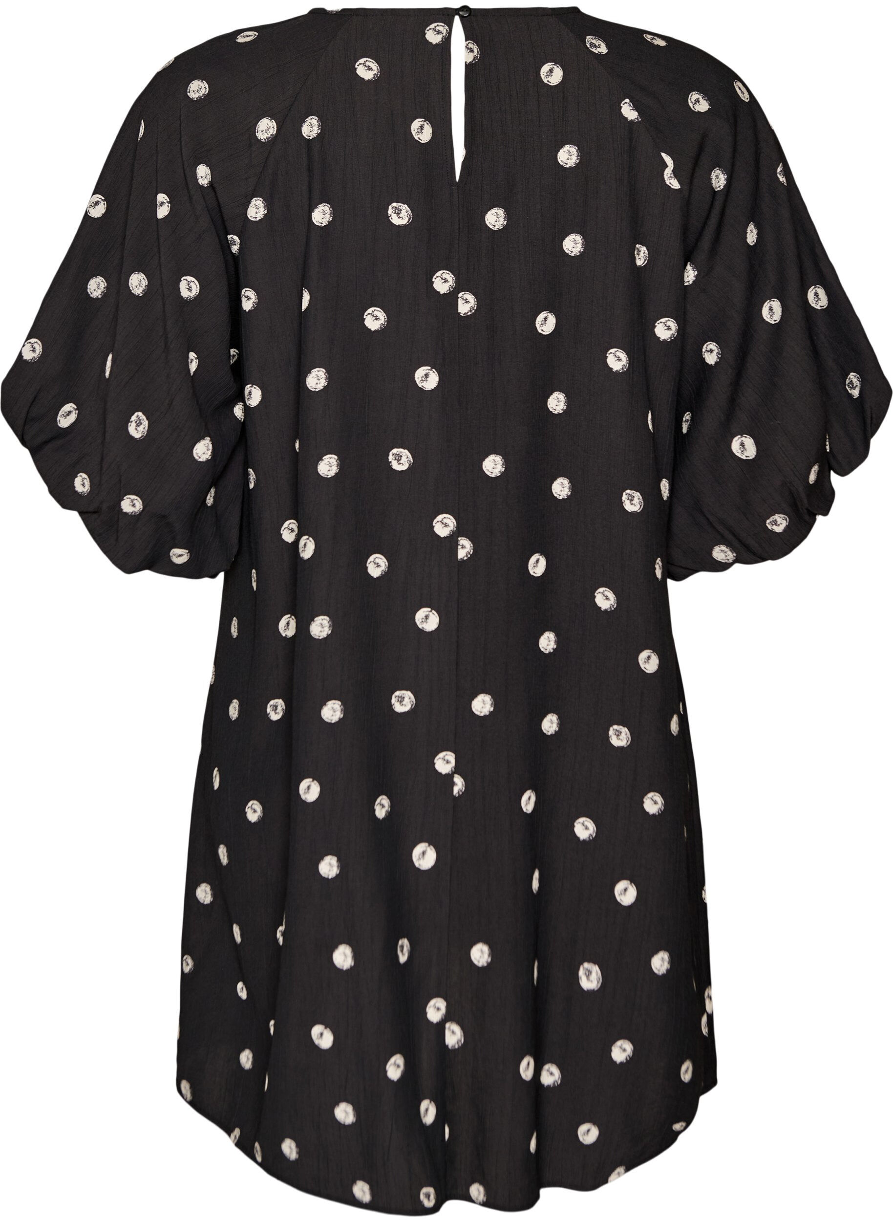 Zizzifashion Short viscose dress with balloon sleeves, Black, Packshot image number 1