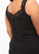 Viscose top with lace edge, Black, Model image number 3