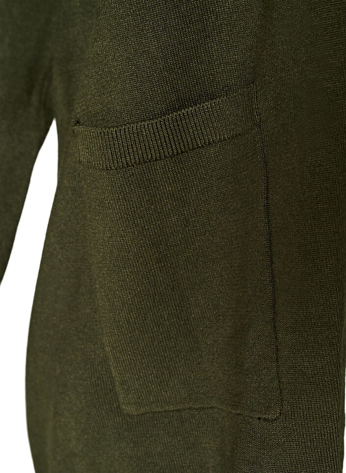 Long knitted cardigan in a viscose blend, Green, Packshot image number 3
