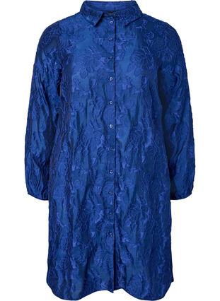 Long jacquard shirt, Mazarine Blue, Packshot image number 0