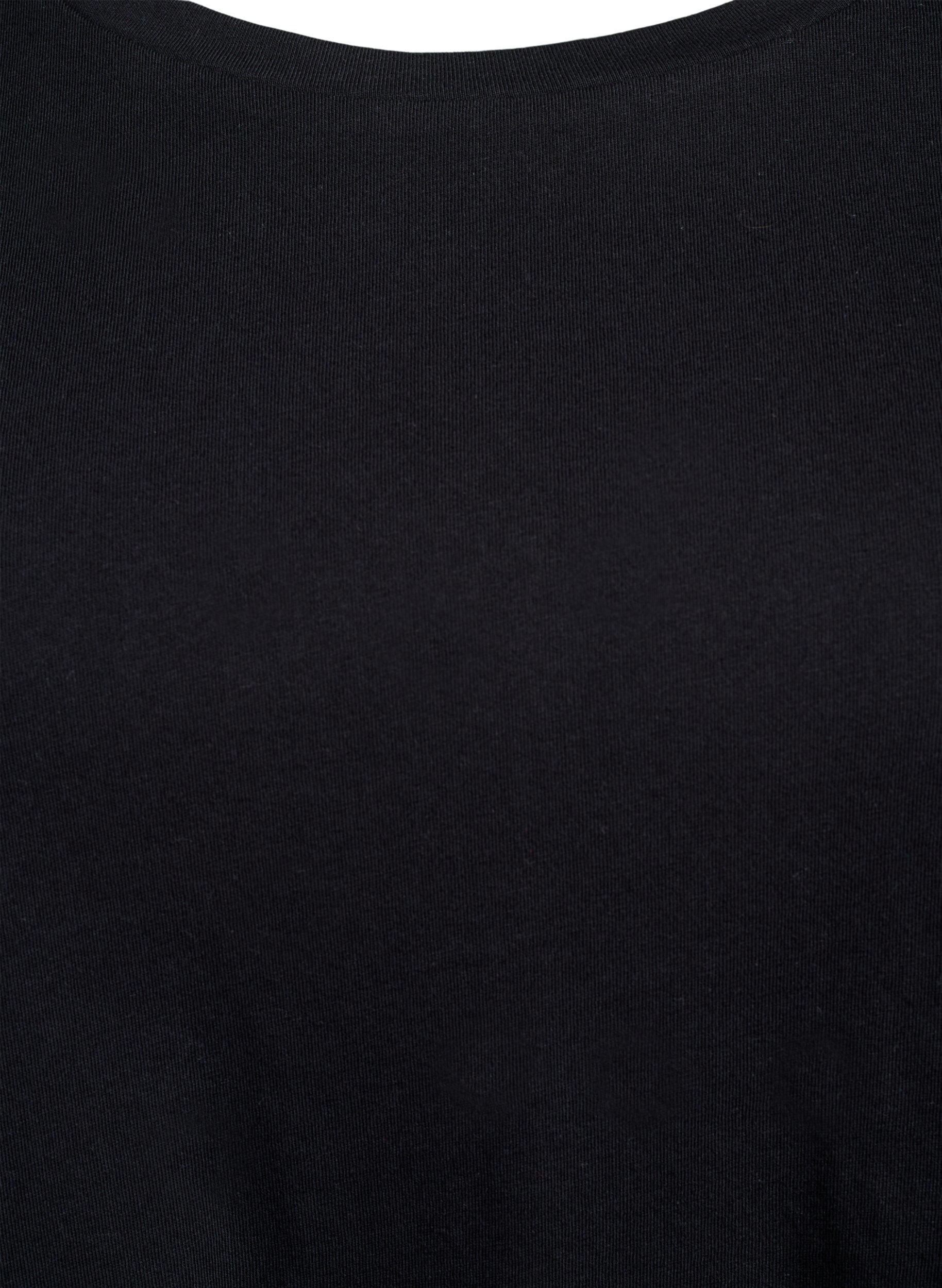 Zizzifashion T-shirt with a round neck and A-line shape, Black, Packshot image number 2